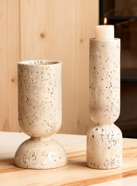 现代简约轻奢仿石材烛台摆件
