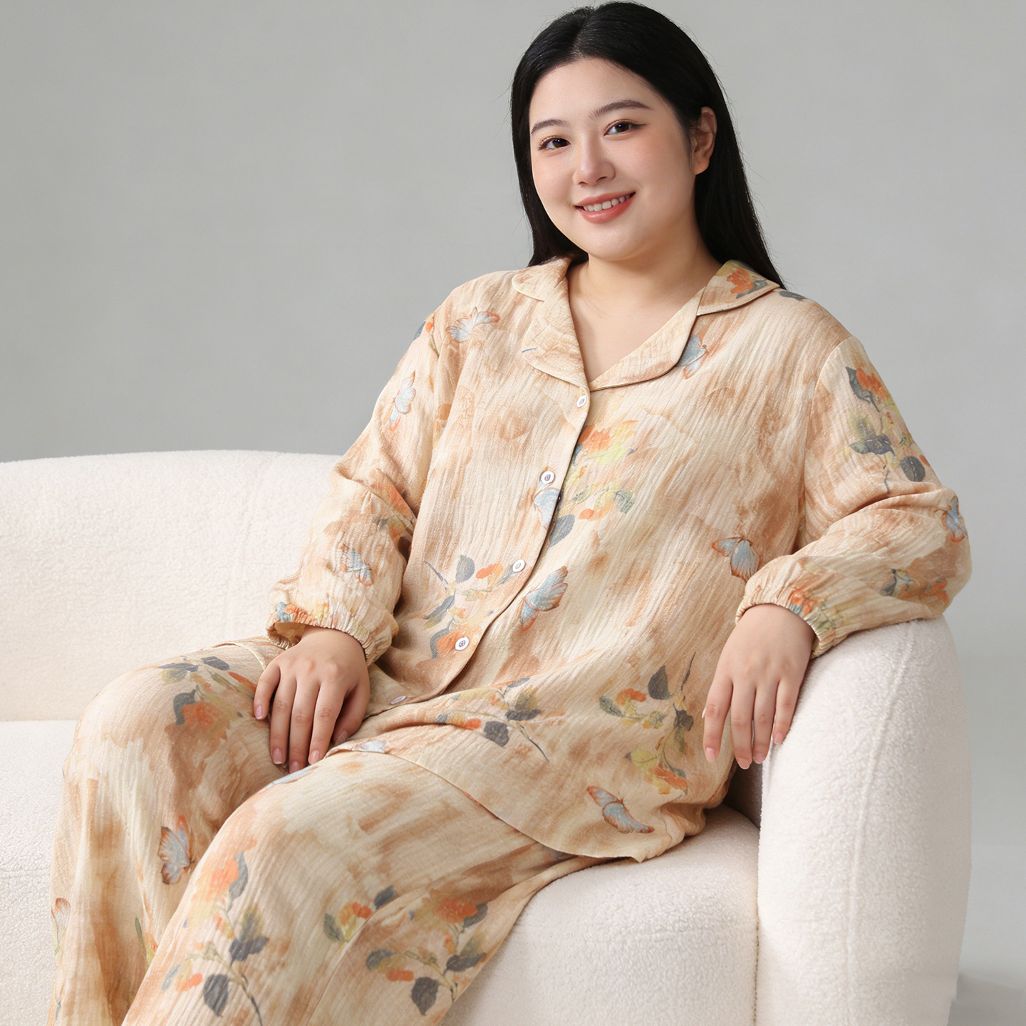 胖mm大码高级感睡衣2026新款春秋纯棉月子服翻领开衫200斤家居服,淘宝优惠券,粉丝福利购,淘宝优惠卷