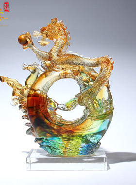 龙马精神琉璃特色礼物送老外摆件