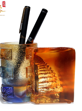 艺术风桌面摆件送给老师水晶笔筒