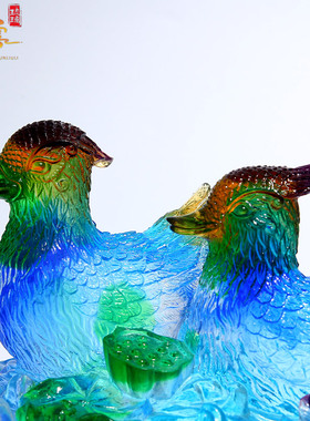 千云古法琉璃结婚礼物中式摆件