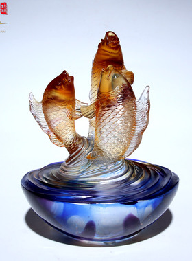 琉璃摆件招财鲤鱼跃龙门