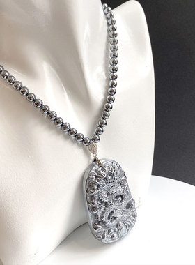 太赫兹石龙牌吊坠太硅石飞龙在天雕刻钛赫兹项链男女毛衣链