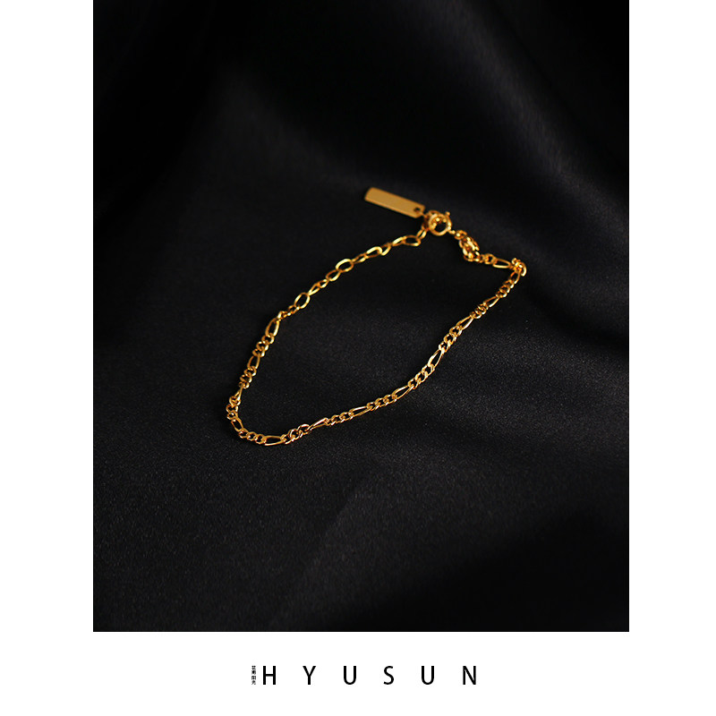 s925纯银女镀18k金简约小众潮手链 花雨阳光手链