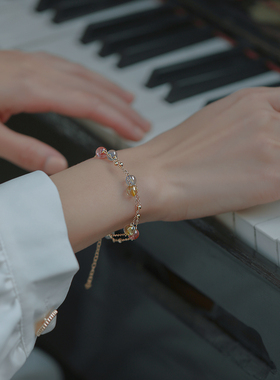 草莓晶月光石转运双层闺蜜手链