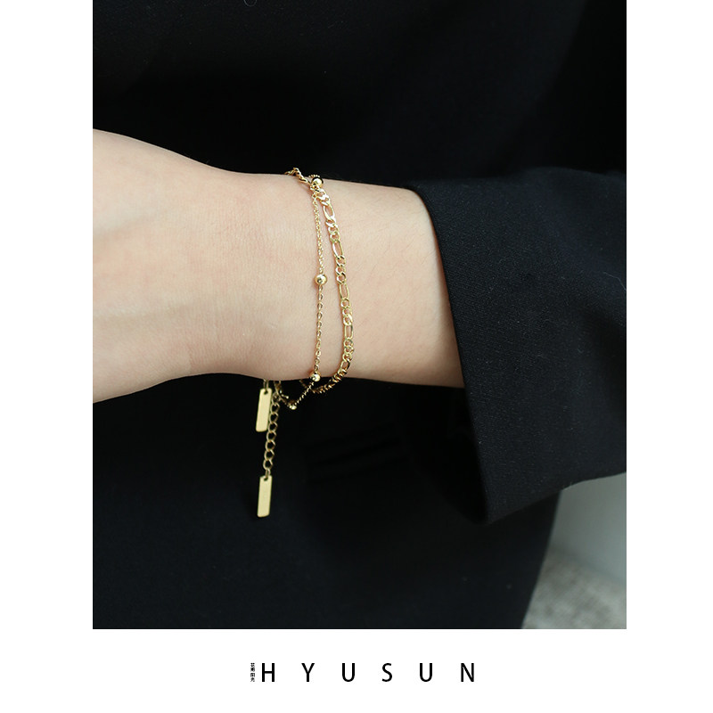 s925纯银女镀18k金简约小众潮手链 花雨阳光手链