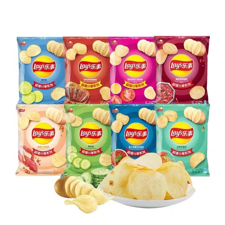 乐事薯片大包135g*3/5袋原味黄瓜味百事食品办公休闲解馋零食小吃
