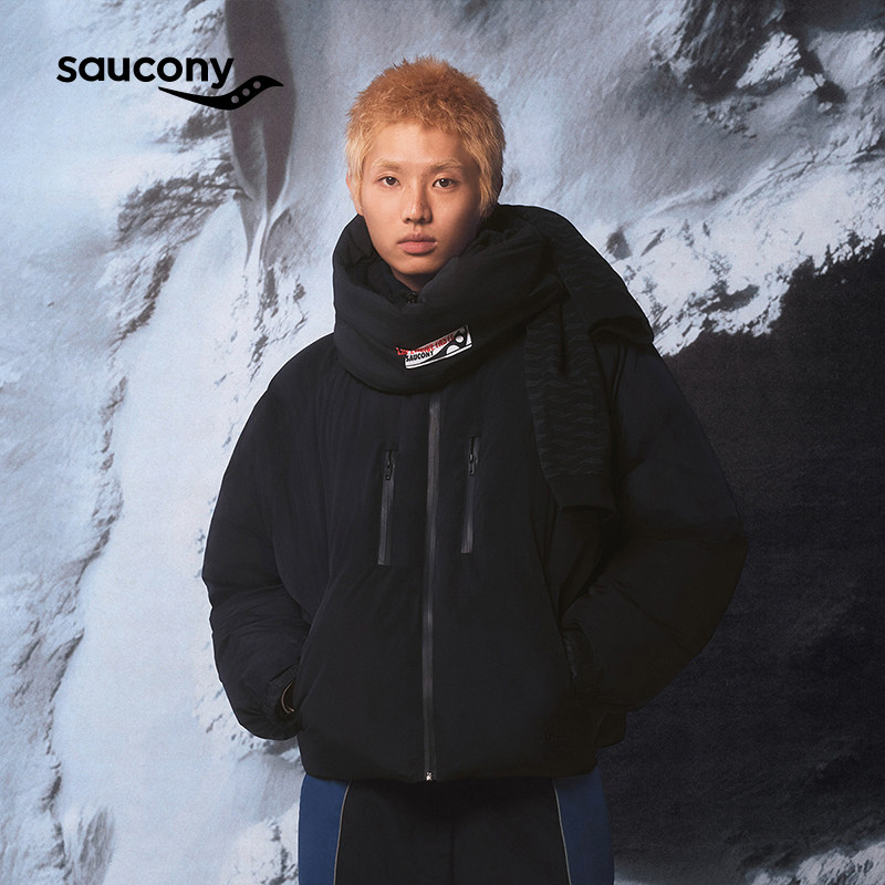 Saucony索康尼官方潮座联名 运动休闲宽松高领经典梭织棉服,淘宝优惠券,粉丝福利购,淘宝优惠卷