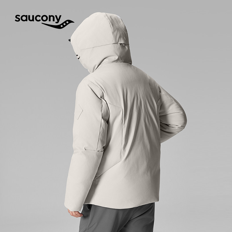 Saucony索康尼官方男户外运动休闲斜纹定位提花面料保暖羽绒服