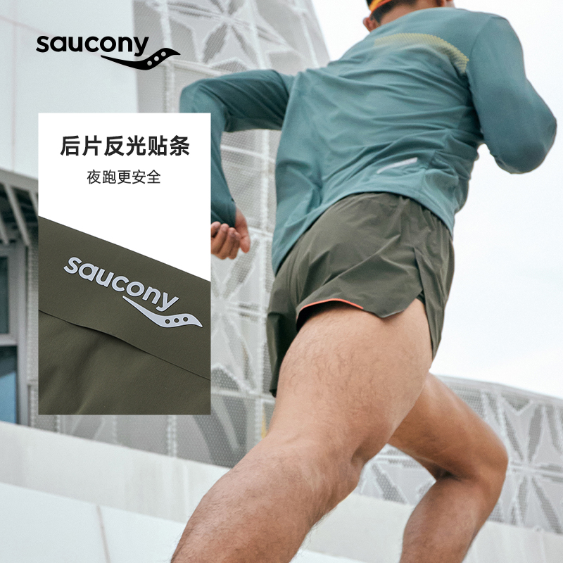 Saucony索康尼夏季新款竞速短裤男子跑步运动透气吸湿速干轻薄-图1