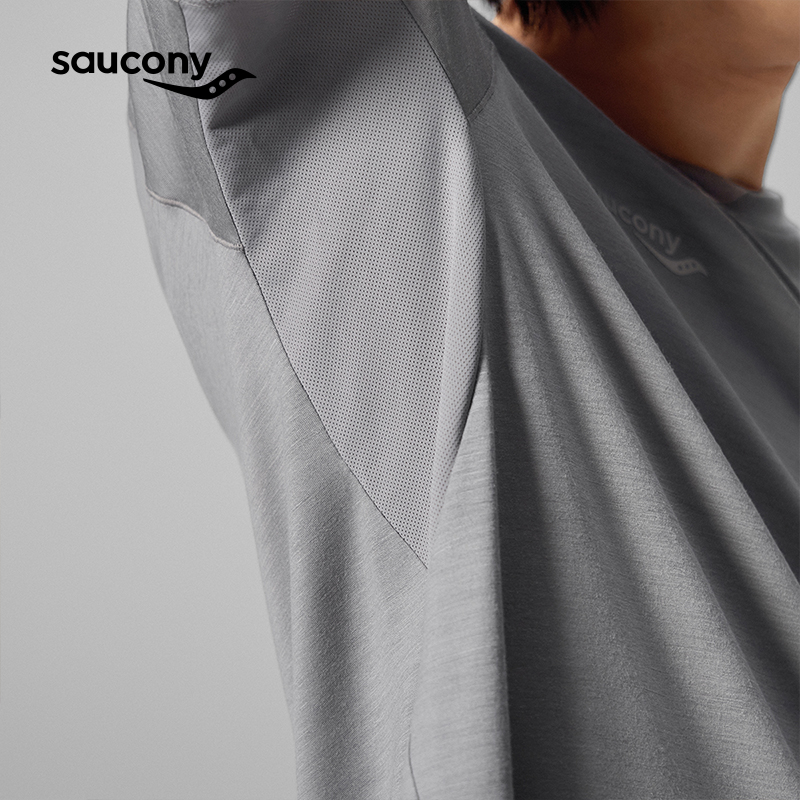 【彭于晏同款】Saucony索康尼美利奴羊毛男透气运动休闲圆领短袖
