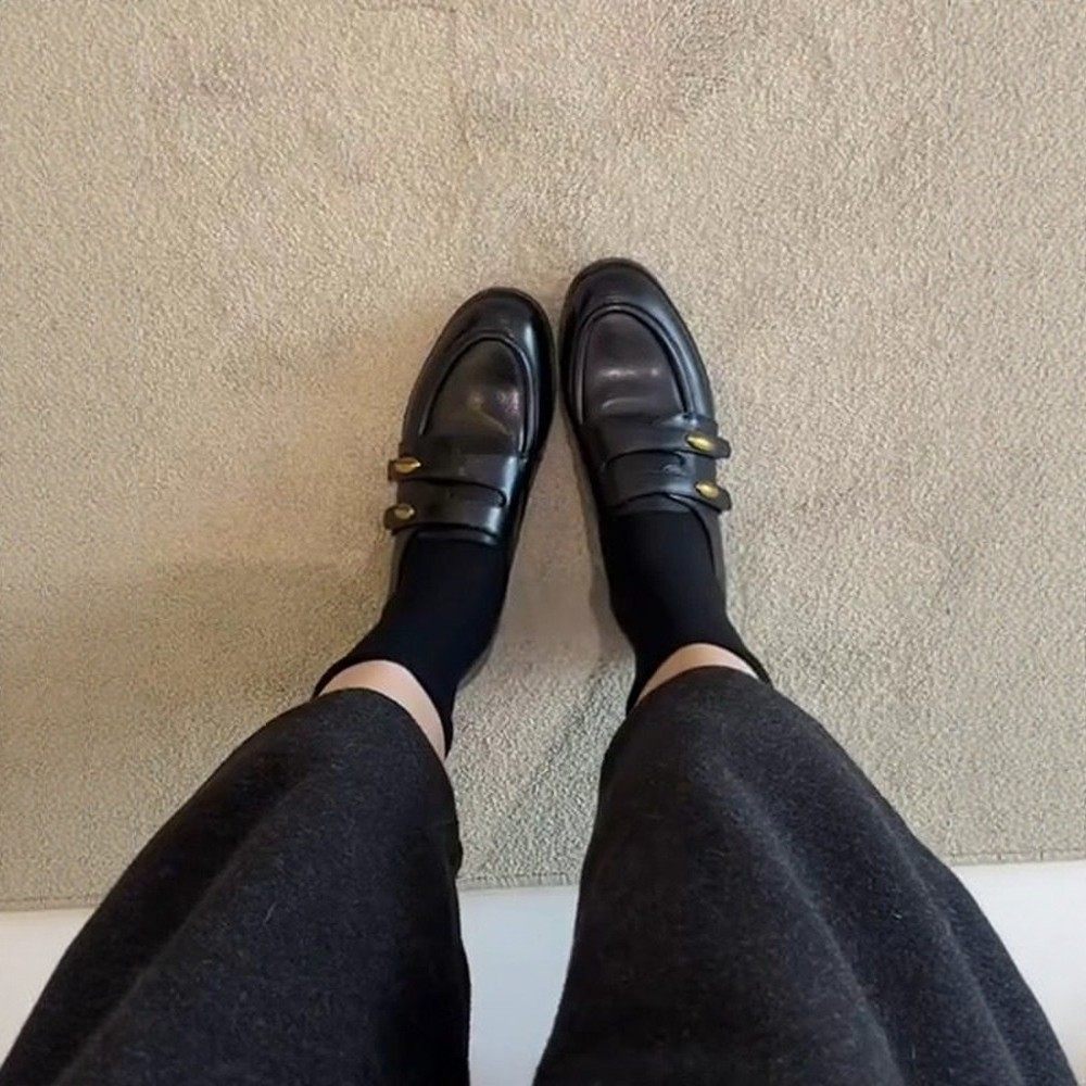 高级感软皮深口魔术贴乐福鞋女2026年春季新款金属扣粗跟圆头单鞋,淘宝优惠券,粉丝福利购,淘宝优惠卷