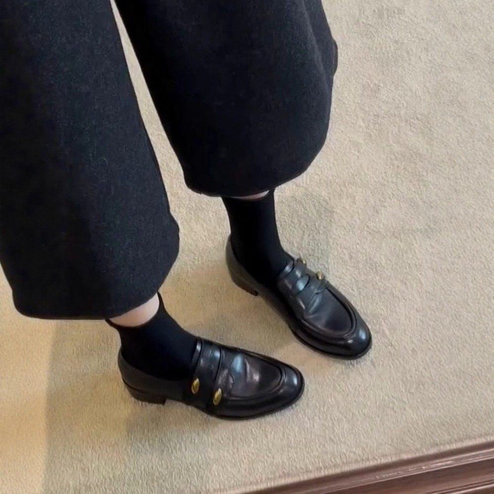 高级感软皮深口魔术贴乐福鞋女2026年春季新款金属扣粗跟圆头单鞋,淘宝优惠券,粉丝福利购,淘宝优惠卷