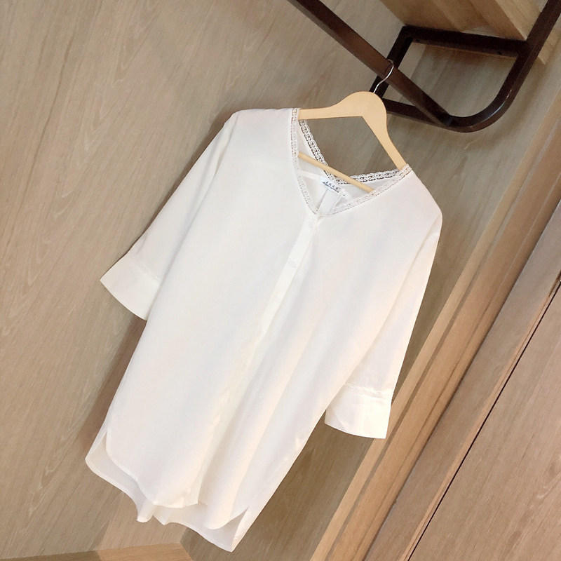 雪纺2022春夏新款韩版七分袖白衬衫 歌米莲衬衫