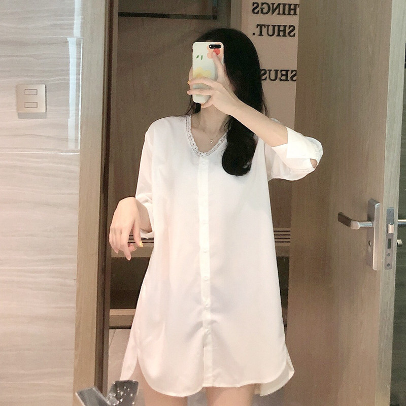 雪纺2022春夏新款韩版七分袖白衬衫 歌米莲衬衫