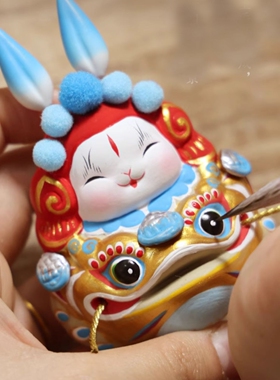 吉兔坊北京兔儿爷金蟾非遗泥塑