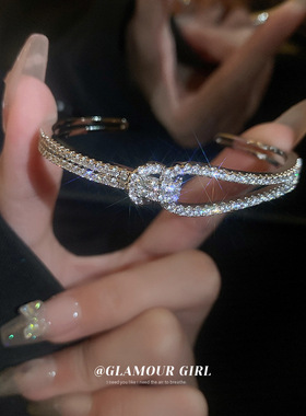 锆石几何交叉拼接开口手镯