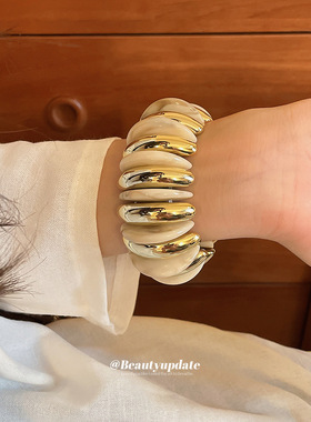 欧美跨境亚克力圆形弹力手链复古轻奢通勤手串手环休闲简约手饰女