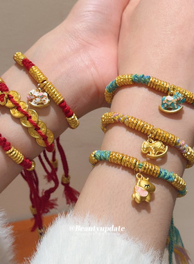 编织红绳滴油小马手链新中式复古国风本命年手环轻奢感手饰女