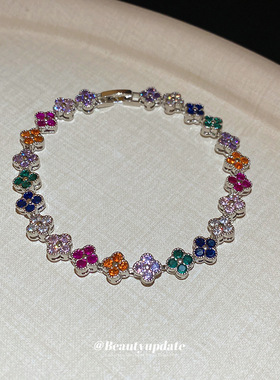 简约锆石不规则花朵卡扣手链精致时尚轻奢手环小众高级感手饰