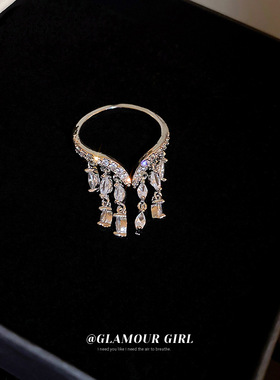 韩国ins锆石流苏开口戒指