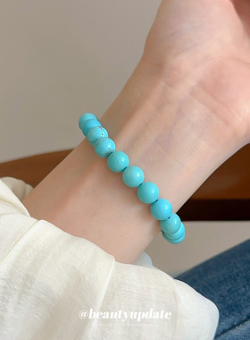 绿松石串珠弹力手链法式时尚简约手串高级感闺蜜清新手环配饰新款