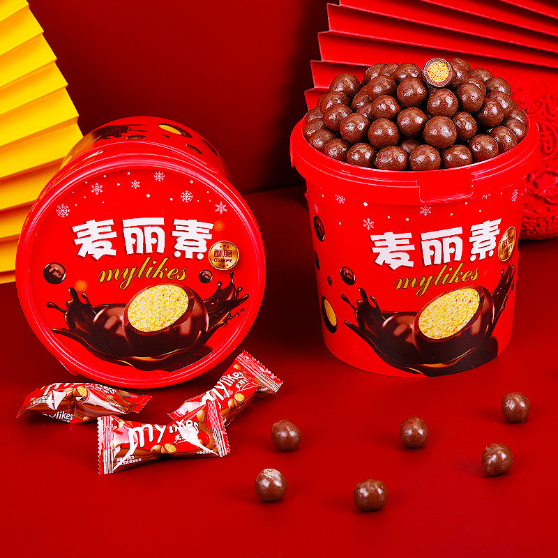 巧嘴狐桶装黑巧克力球网红品麦丽素 俊翡食品巧克力冻品/低温巧克力