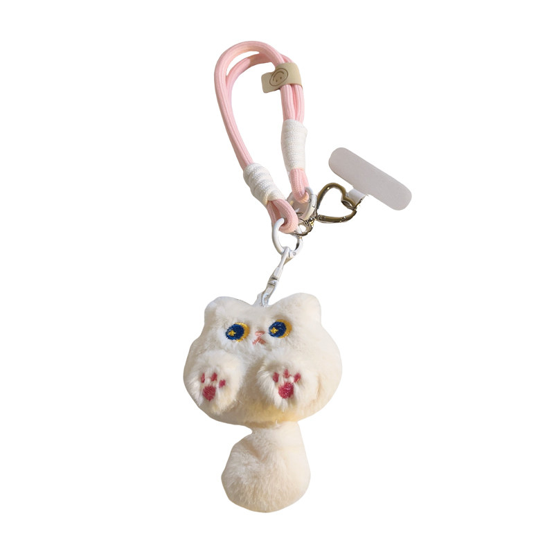 趣味卡通橘色毛绒猫尾巴公仔手机壳挂链条女款耐用短款编织带手腕绳挂绳创意玩偶背包挂链通用手机钥匙扣挂链,淘宝优惠券,粉丝福利购,淘宝优惠卷