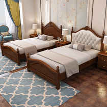 Minimalist American children solid wood Double beds 1 8 1 5 1 1 35 1 2 m Single beds European-style soft on containing bed