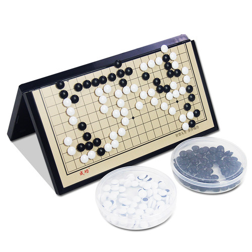 磁性五子棋围棋儿童学生益智初学者套装便携折叠家用棋盘磁力书籍 - 图3
