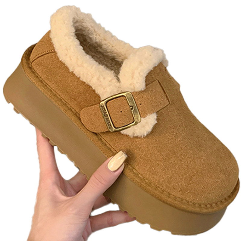 内增高加绒勃肯鞋女2025新款冬季厚底保暖雪地靴一脚蹬毛毛棉鞋,淘宝优惠券,粉丝福利购,淘宝优惠卷