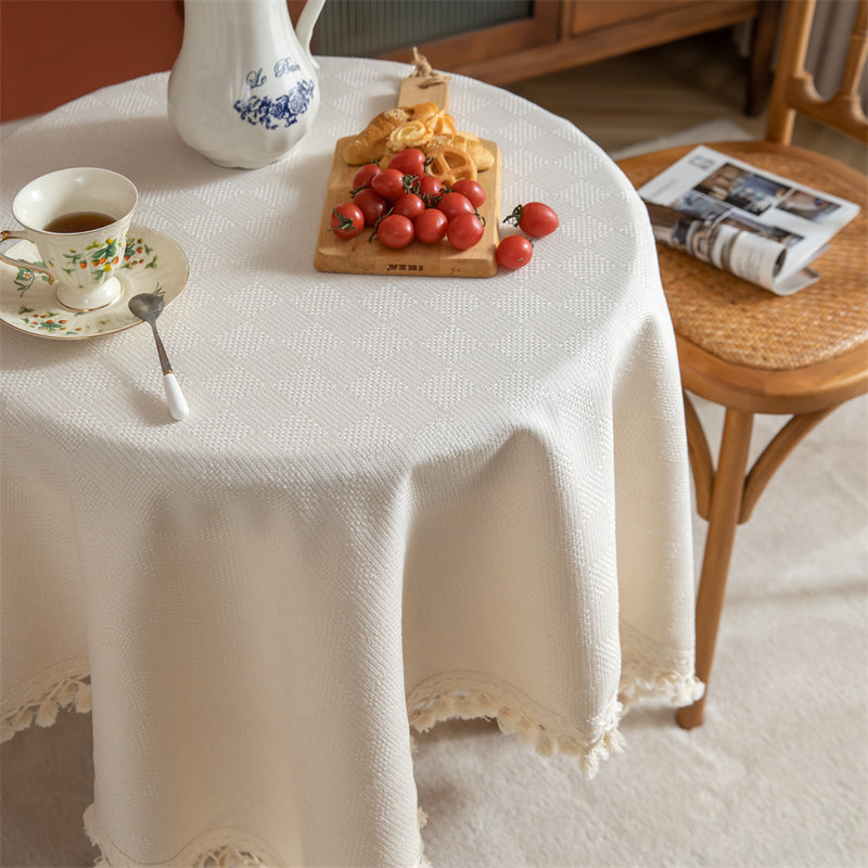 法式轻奢复古棉麻加厚小圆桌布ins盖巾布艺白色餐桌茶几花边定制,淘宝优惠券,粉丝福利购,淘宝优惠卷