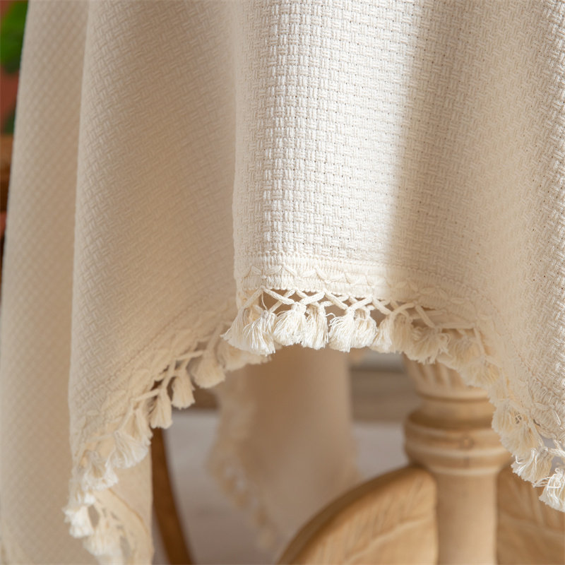法式轻奢复古棉麻加厚小圆桌布ins盖巾布艺白色餐桌茶几花边定制,淘宝优惠券,粉丝福利购,淘宝优惠卷
