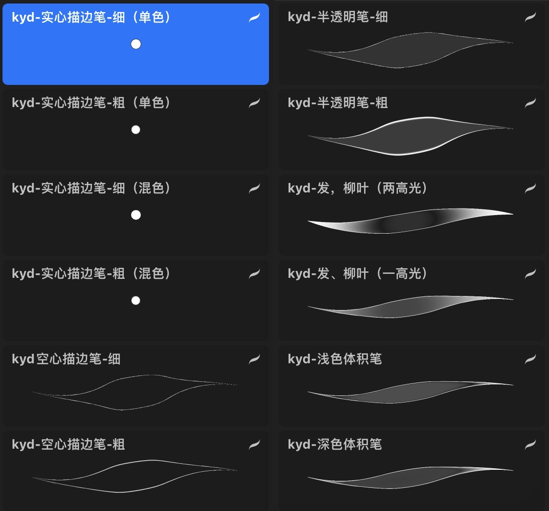 【procreate笔刷】描边笔12款,kyd自制ipad绘画素材可商用 - 图0