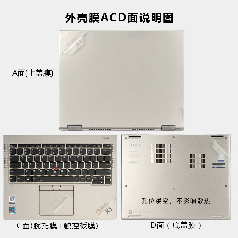 13.5寸联想ThinkPadX1 Titanium外壳贴膜11代酷睿i5i7电脑贴纸X1Titanium Gen1保护膜笔记本透明机身贴膜全套 - 图1