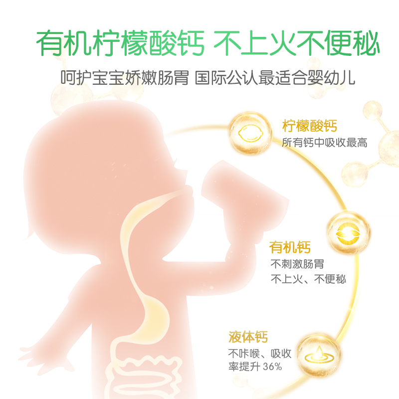 绿野仙踪海外旗舰店童年时光钙镁锌 婴幼儿童补钙 液体乳钙 儿童钙片宝宝补锌美国 vd1