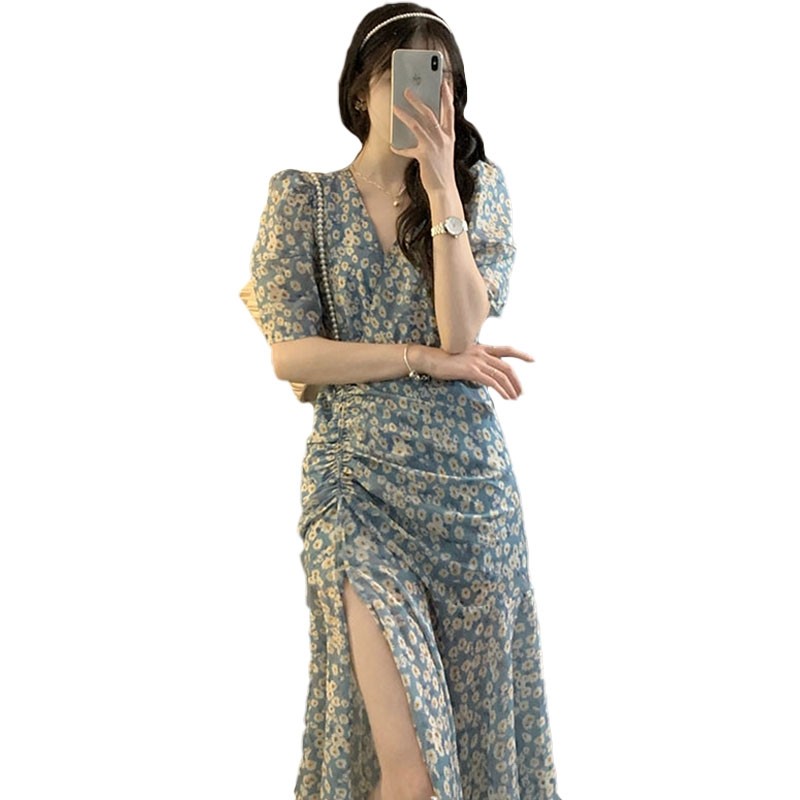 v领夏季外出产后辣妈款碎花哺乳衣 宫适哺乳衣/月子服