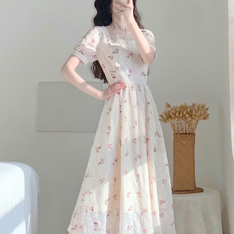 哺乳衣夏短袖法式气质显瘦连衣裙 宫适家居裙