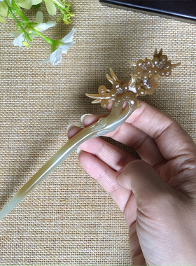 纯天然糖料真玉簪子和田玉古风