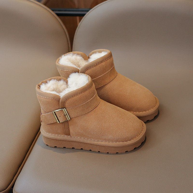 真皮儿童雪地靴2025冬季新款女童加绒加厚棉鞋男童防水短靴亲子款,淘宝优惠券,粉丝福利购,淘宝优惠卷