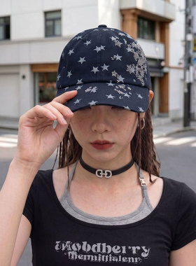 星星烫钻美式复古百搭棒球帽女帽