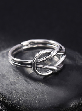 小众银饰s925纯银戒指饰品女士食指指环开口同心泰银潮流韩版饰品