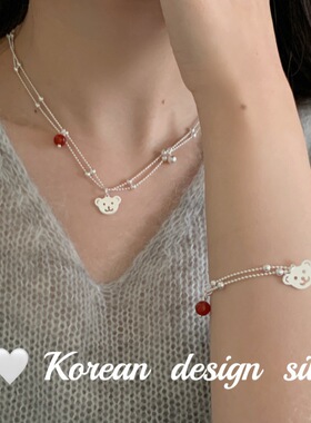 S925纯银玛瑙蛇骨项链女款叠戴