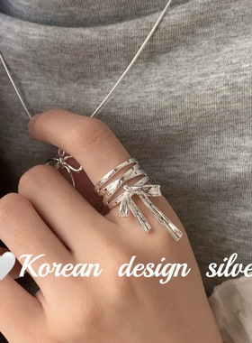 S925纯银蝴蝶结开口可调女戒
