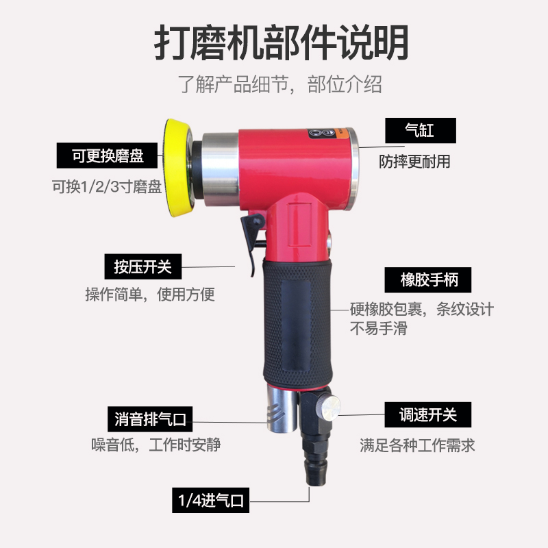 气动打磨机抛光机磨光机砂纸机气磨机研磨弯头942偏心直神器工具