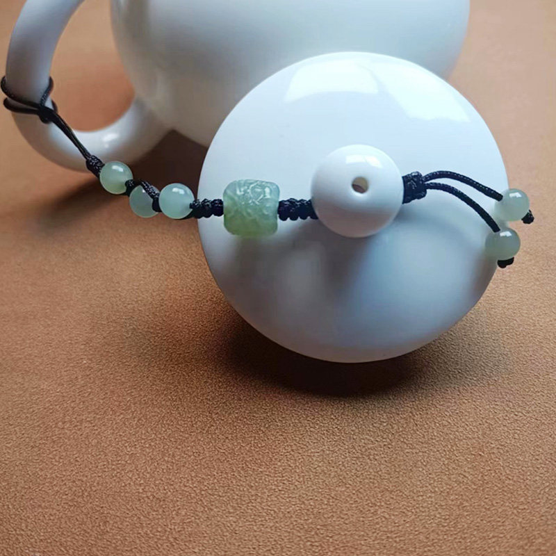 中式和田玉高端壶绳茶壶盖防摔绳吊坠装饰高档壶盖把手防烫连接绳 - 图2