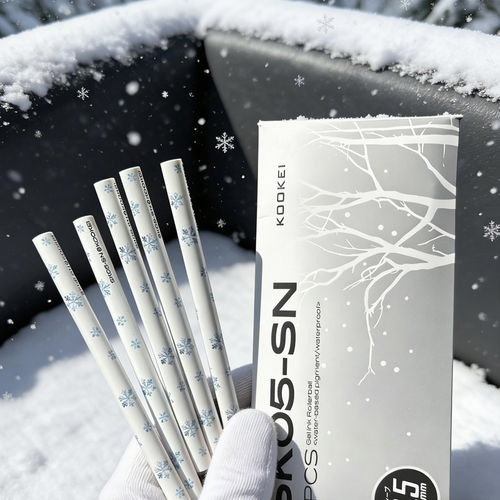 KOOKEI冬雪中性笔 纯白之雪季节气候精美图案按动式水笔0.5mm学生日常书写考试刷题速干黑笔天气限量款大容量 - 图0