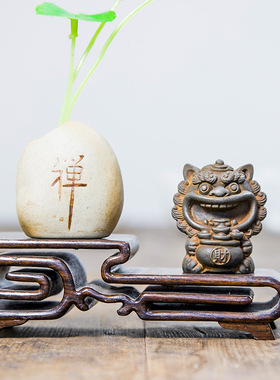 树脂聚宝盆笑狮桌面摆件家居办公室装饰品摆件感小众工艺品
