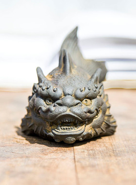 新中式国风创意龙鱼工艺品摆件书房饰品茶宠仿铸铁纯手工家居