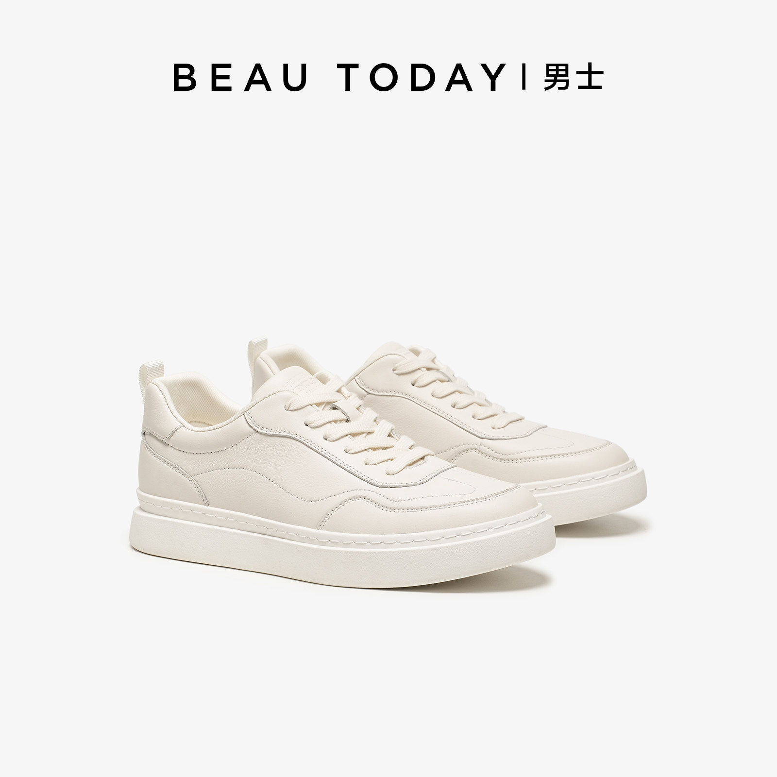 BeauToday厚底增高德训鞋男小白鞋男真皮板鞋时尚休闲鞋男士系带,淘宝优惠券,粉丝福利购,淘宝优惠卷